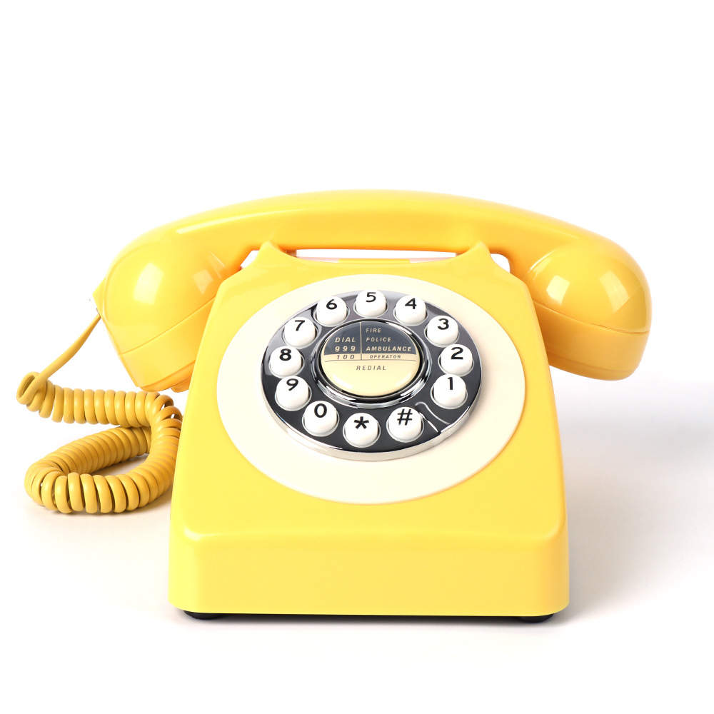 Telefonos vendégkönyv citromsárga színben, esküvői telefon vendégkönyv, audio vendégkönyv
