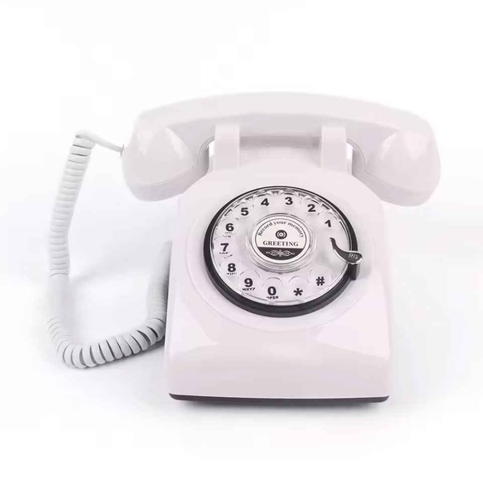 Esküvői telefonos vendégkönyv fehér színben, esküvői telefon vendégkönyv, audio vendégkönyv