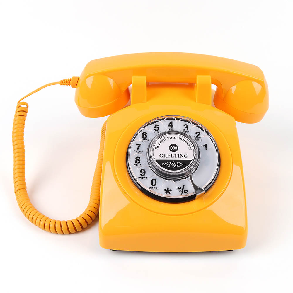 Telefonos vendégkönyv narancssárga színben, esküvői telefon vendégkönyv, audio vendégkönyv