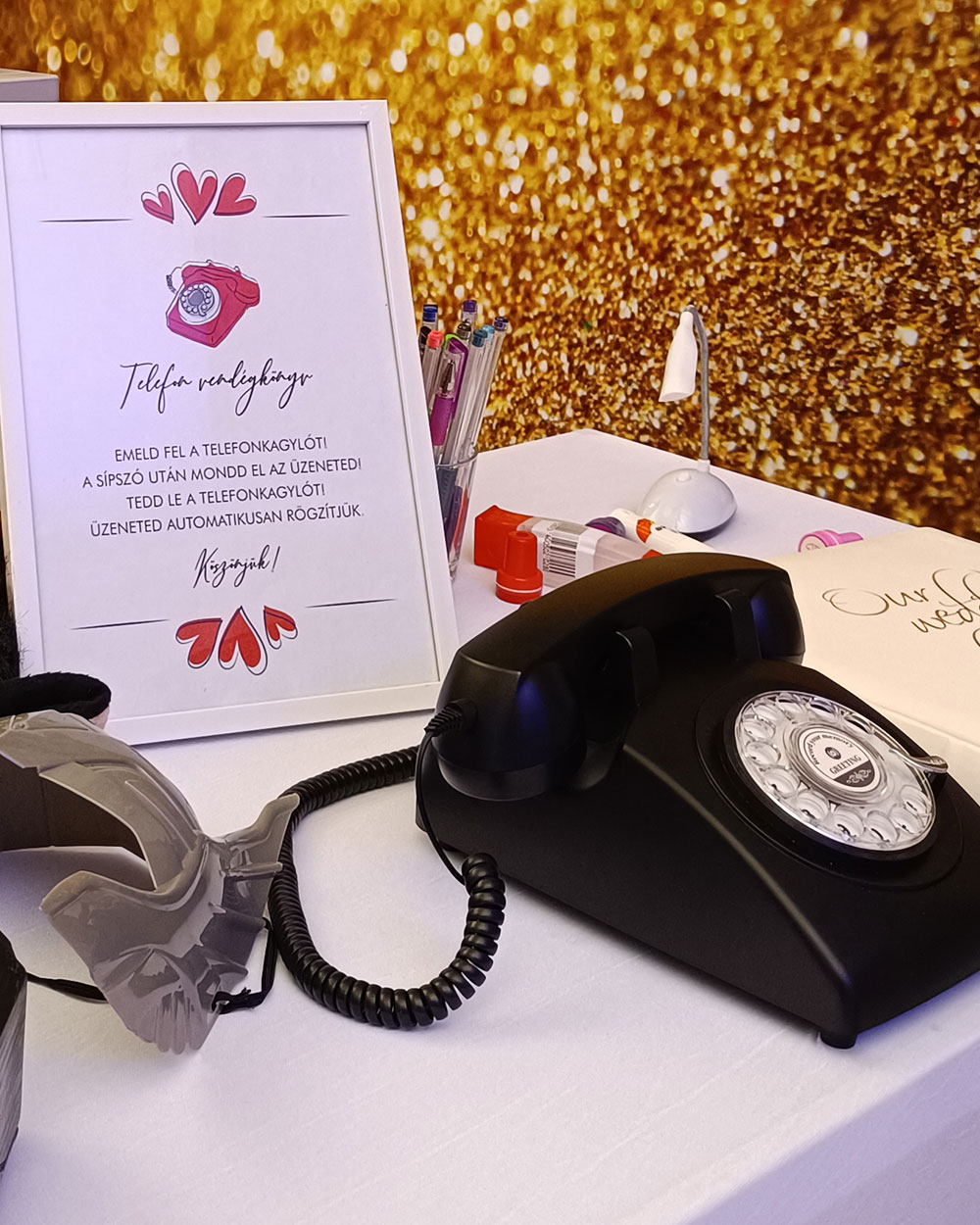 Esküvői telefonos vendégkönyv esküvőre fekete színben